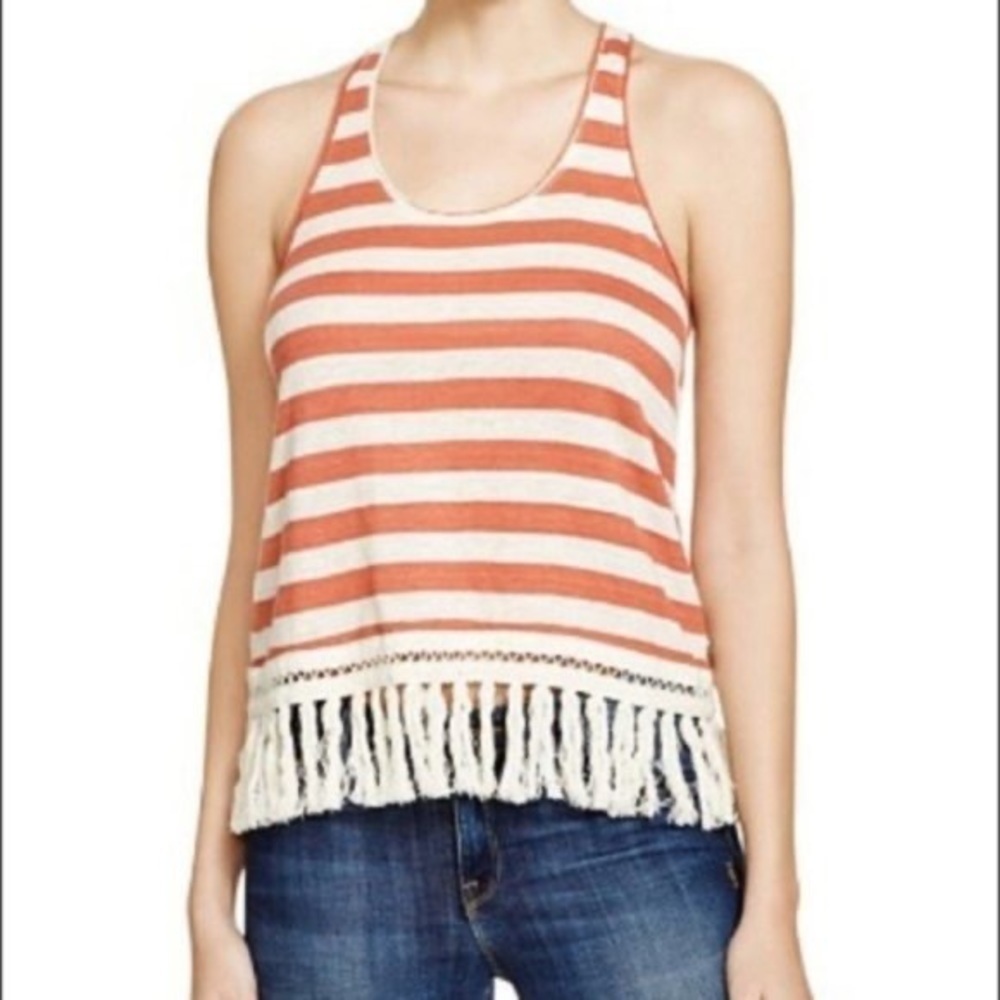 SCOTCH & Soda Paradise Cove Linen Fringe Tank EUC